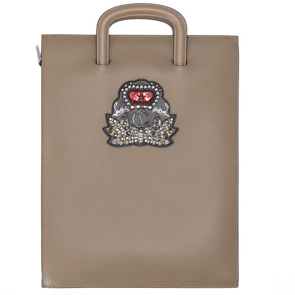 Christian Louboutin Trick Track Large Handbag 1175038 Khaki Leather - Picture 1 of 5